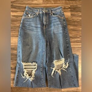 Wild Fable Distressed Wide Leg Blue Jeans